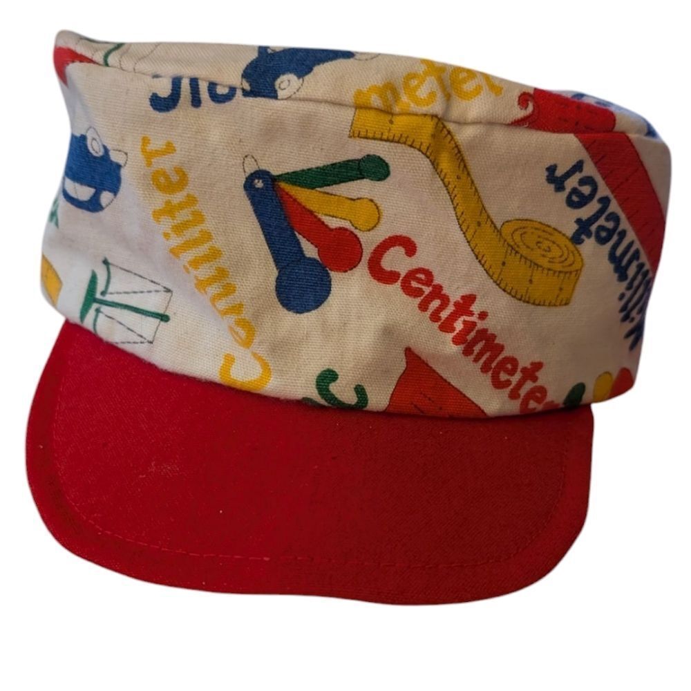 Vintage Homespun Colorful Educational Measurement Print Kids Cap‎ Hat